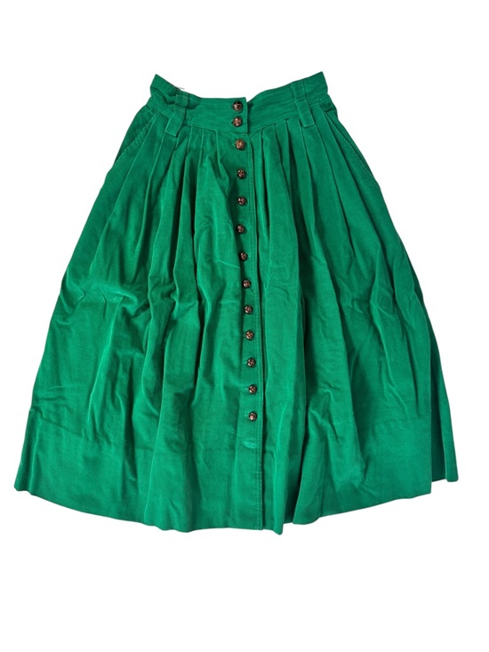 Green Midi Corduroy Skirt - Picture 3 of 9